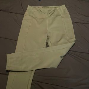 Army green cropped leggings